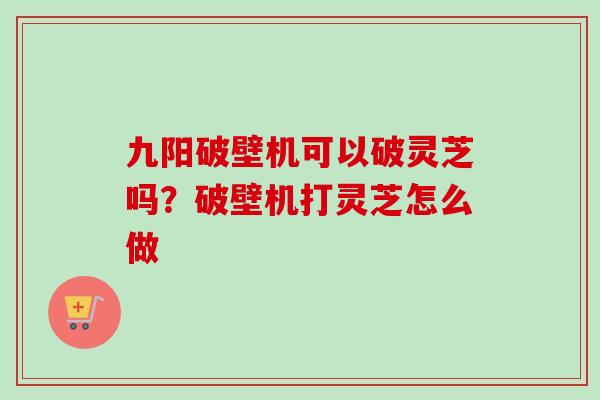 九阳破壁机可以破灵芝吗？破壁机打灵芝怎么做