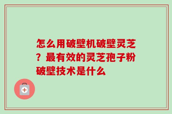 怎么用破壁机破壁灵芝？最有效的灵芝孢子粉破壁技术是什么