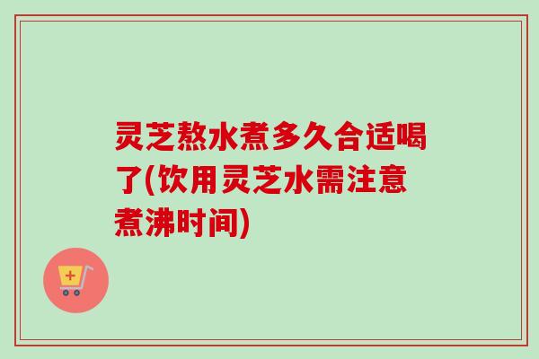 灵芝熬水煮多久合适喝了(饮用灵芝水需注意煮沸时间)