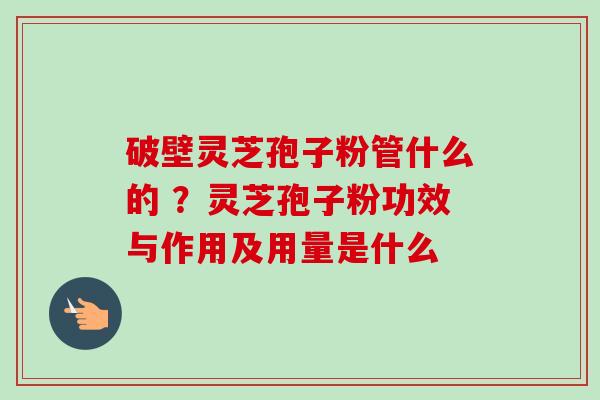 破壁灵芝孢子粉管什么的 ？灵芝孢子粉功效与作用及用量是什么