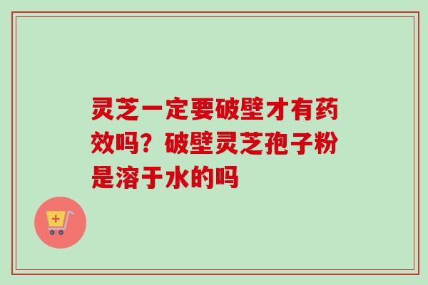 灵芝一定要破壁才有药效吗？破壁灵芝孢子粉是溶于水的吗