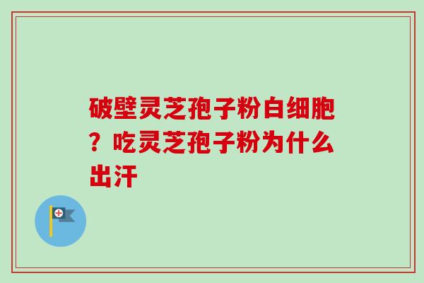 破壁灵芝孢子粉白细胞？吃灵芝孢子粉为什么出汗