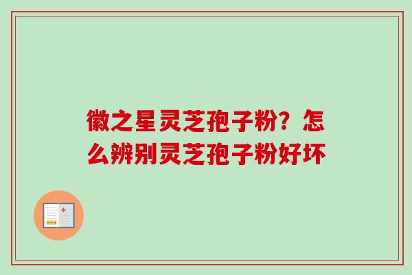 徽之星灵芝孢子粉？怎么辨别灵芝孢子粉好坏