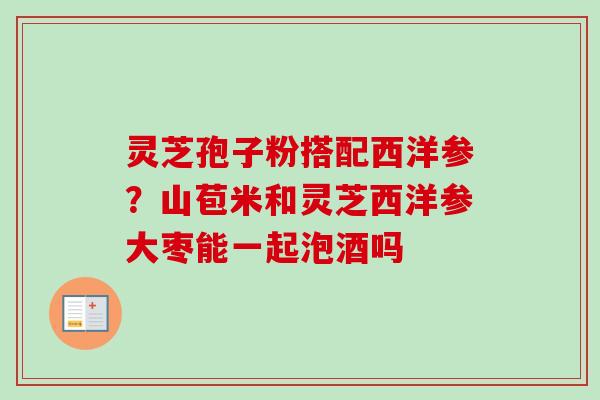 灵芝孢子粉搭配西洋参？山苞米和灵芝西洋参大枣能一起泡酒吗