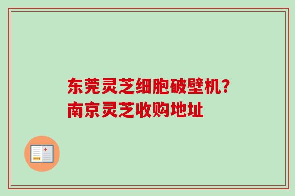 东莞灵芝细胞破壁机？南京灵芝收购地址