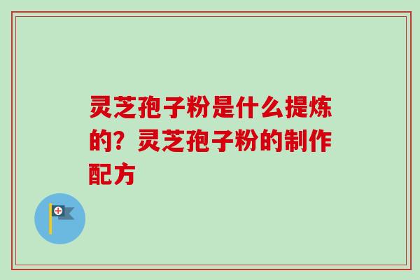 灵芝孢子粉是什么提炼的？灵芝孢子粉的制作配方