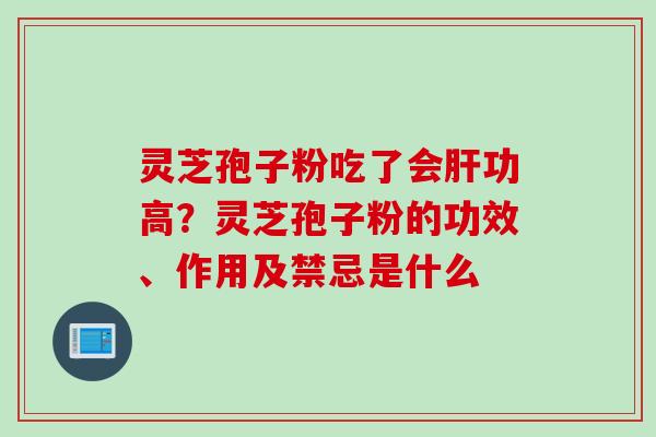 灵芝孢子粉吃了会肝功高？灵芝孢子粉的功效、作用及禁忌是什么