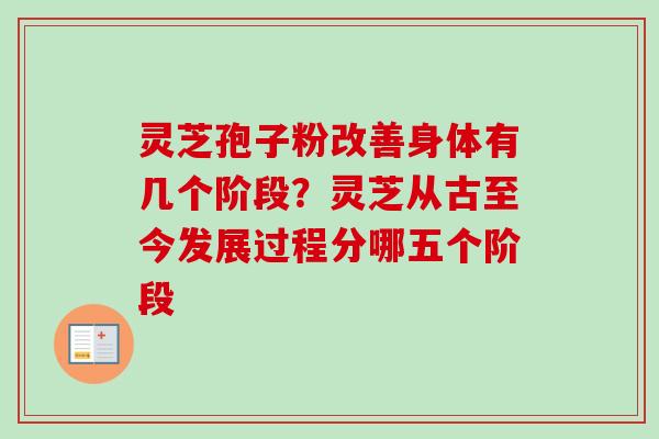 灵芝孢子粉改善身体有几个阶段?灵芝从古至今发展过程分哪五个阶段 灵芝孢子粉改善身体有几个阶段?灵芝从古至今发展过程分哪五个阶段