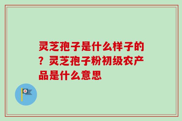 灵芝孢子是什么样子的？灵芝孢子粉初级农产品是什么意思