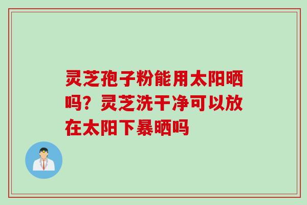 灵芝孢子粉能用太阳晒吗？灵芝洗干净可以放在太阳下暴晒吗