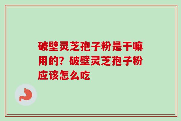 破壁灵芝孢子粉是干嘛用的?破壁灵芝孢子粉应该怎么吃 破壁灵芝孢子粉是干嘛用的?破壁灵芝孢子粉应该怎么吃