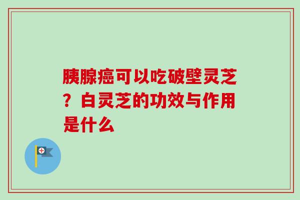 胰腺癌可以吃破壁灵芝？白灵芝的功效与作用是什么