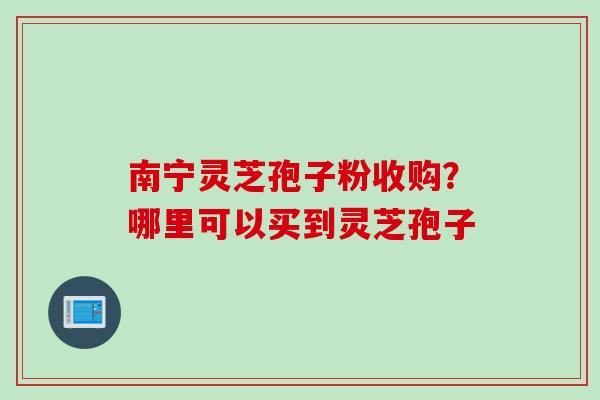 南宁灵芝孢子粉收购？哪里可以买到灵芝孢子