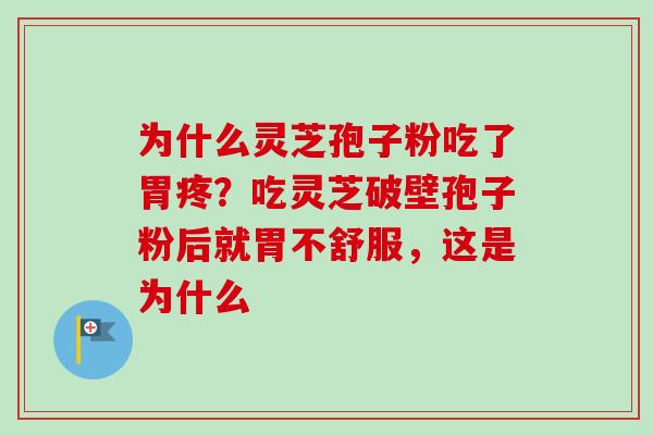 为什么灵芝孢子粉吃了胃疼？吃灵芝破壁孢子粉后就胃不舒服，这是为什么