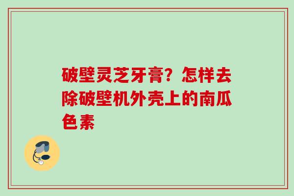 破壁灵芝牙膏？怎样去除破壁机外壳上的南瓜色素