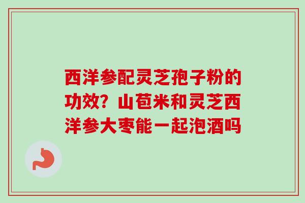 西洋参配灵芝孢子粉的功效？山苞米和灵芝西洋参大枣能一起泡酒吗