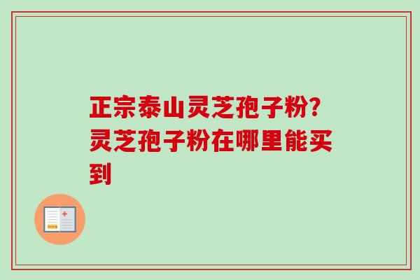 正宗泰山灵芝孢子粉？灵芝孢子粉在哪里能买到