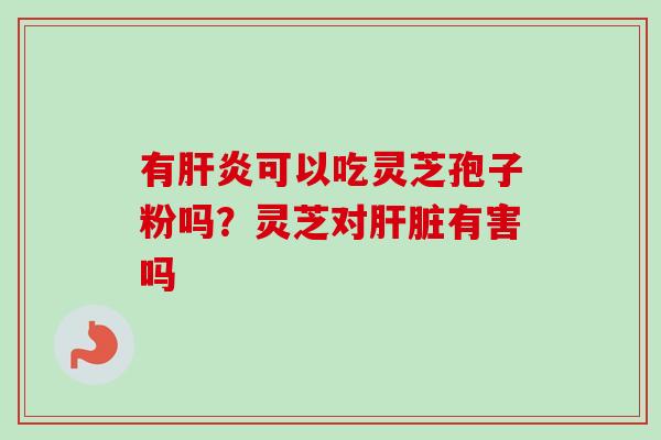 有肝炎可以吃灵芝孢子粉吗？灵芝对肝脏有害吗