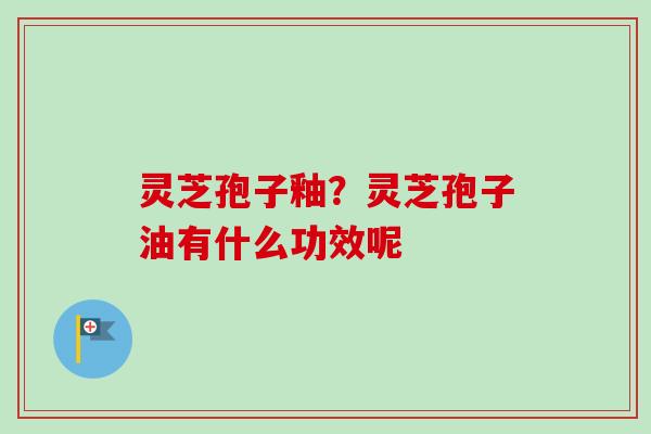 灵芝孢子釉？灵芝孢子油有什么功效呢