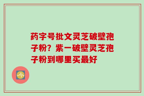 药字号批文灵芝破壁孢子粉？紫一破壁灵芝孢子粉到哪里买好