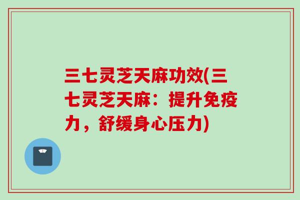 三七灵芝天麻功效(三七灵芝天麻:提升免疫力,舒缓身心压力) 三七灵芝天麻功效(三七灵芝天麻:提升免疫力,舒缓身心压力)