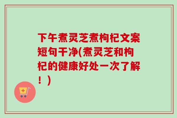下午煮灵芝煮枸杞文案短句干净(煮灵芝和枸杞的健康好处一次了解！)