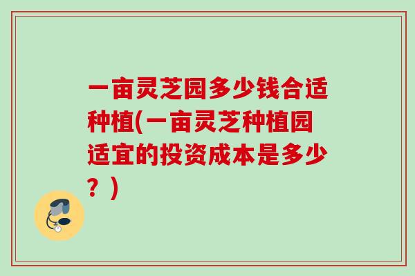 一亩灵芝园多少钱合适种植(一亩灵芝种植园适宜的投资成本是多少？)