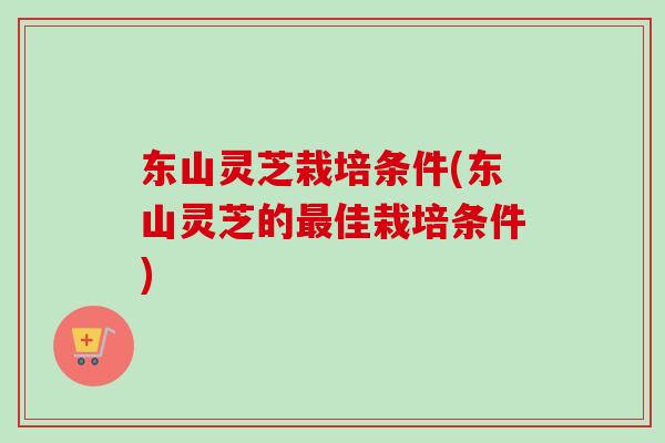 东山灵芝栽培条件(东山灵芝的最佳栽培条件)