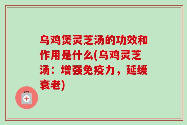 乌鸡煲灵芝汤的功效和作用是什么(乌鸡灵芝汤：增强免疫力，延缓)
