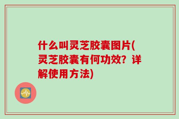 什么叫灵芝胶囊图片(灵芝胶囊有何功效？详解使用方法)