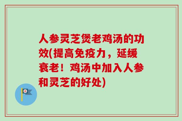 人参灵芝煲老鸡汤的功效(提高免疫力，延缓衰老！鸡汤中加入人参和灵芝的好处)