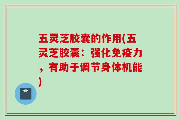 五灵芝胶囊的作用(五灵芝胶囊：强化免疫力，有助于调节身体机能)