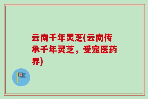 云南千年灵芝(云南传承千年灵芝，受宠医药界)