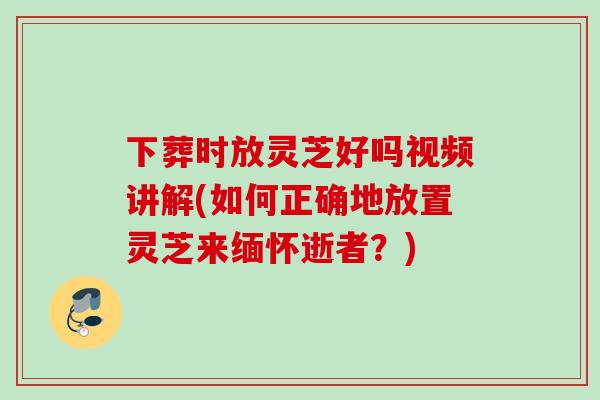 下葬时放灵芝好吗视频讲解(如何正确地放置灵芝来缅怀逝者？)
