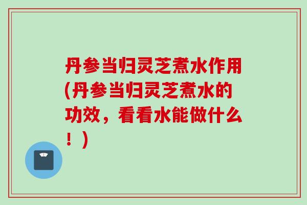 丹参当归灵芝煮水作用(丹参当归灵芝煮水的功效，看看水能做什么！)