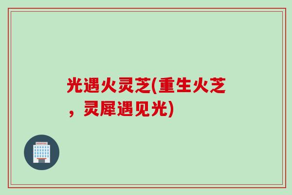 光遇火灵芝(重生火芝，灵犀遇见光)
