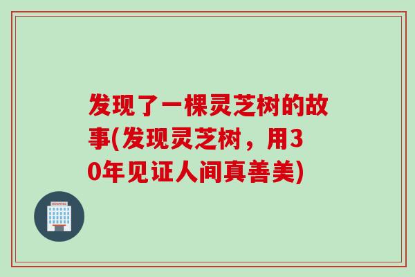 发现了一棵灵芝树的故事(发现灵芝树，用30年见证人间真善美)