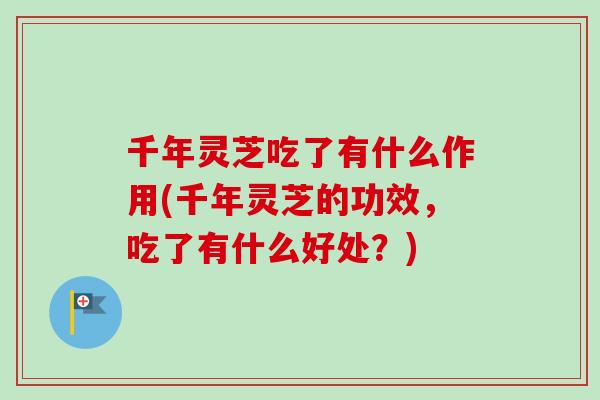 千年灵芝吃了有什么作用(千年灵芝的功效，吃了有什么好处？)