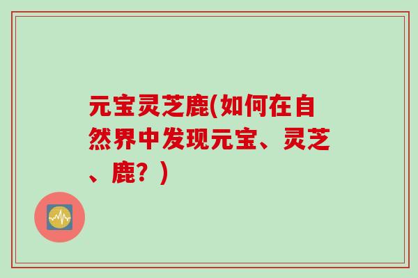 元宝灵芝鹿(如何在自然界中发现元宝、灵芝、鹿？)