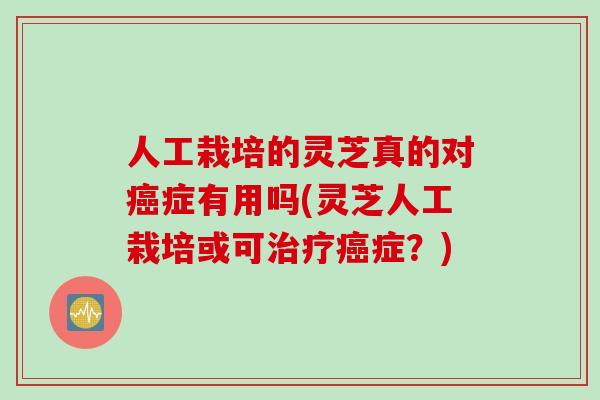 人工栽培的灵芝真的对症有用吗(灵芝人工栽培或可症？)