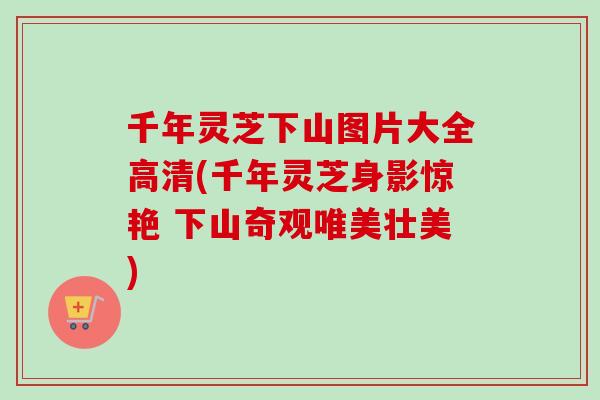千年灵芝下山图片大全高清(千年灵芝身影惊艳 下山奇观唯美壮美)
