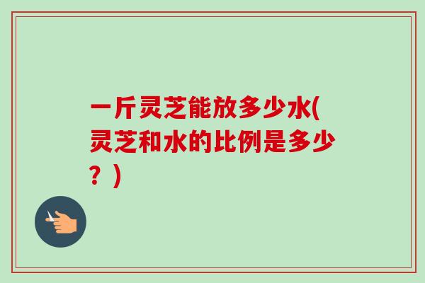 一斤灵芝能放多少水(灵芝和水的比例是多少？)