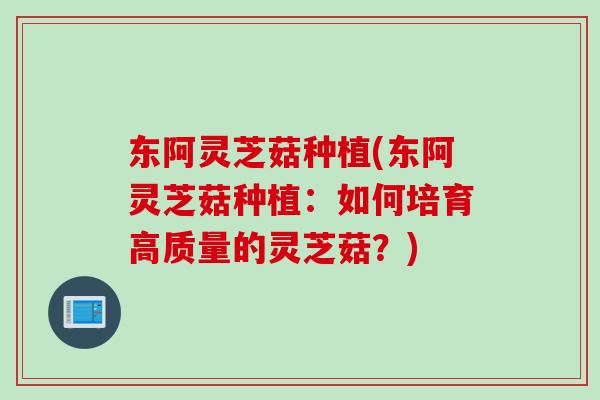 东阿灵芝菇种植(东阿灵芝菇种植：如何培育高质量的灵芝菇？)
