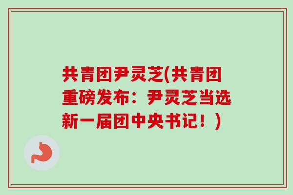 共青团尹灵芝(共青团重磅发布：尹灵芝当选新一届团中央书记！)