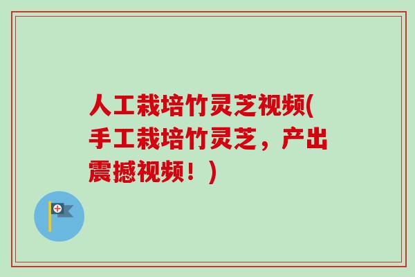人工栽培竹灵芝视频(手工栽培竹灵芝，产出震撼视频！)