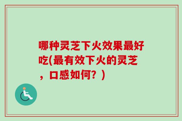 哪种灵芝下火效果最好吃(最有效下火的灵芝，口感如何？)