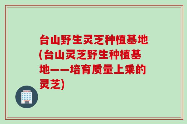 台山野生灵芝种植基地(台山灵芝野生种植基地——培育质量上乘的灵芝)