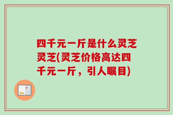 四千元一斤是什么灵芝灵芝(灵芝价格高达四千元一斤，引人瞩目)