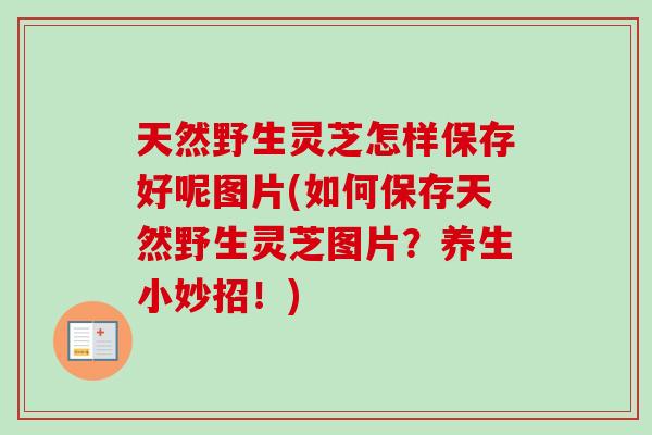 天然野生灵芝怎样保存好呢图片(如何保存天然野生灵芝图片？养生小妙招！)