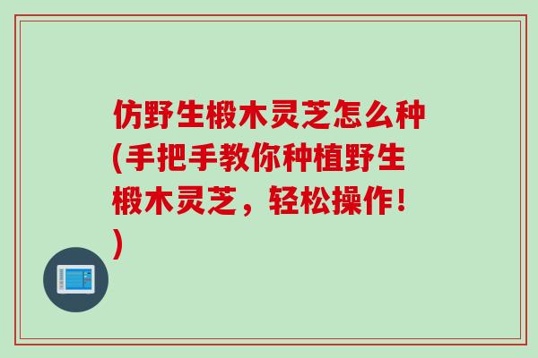 仿野生椴木灵芝怎么种(手把手教你种植野生椴木灵芝，轻松操作！)